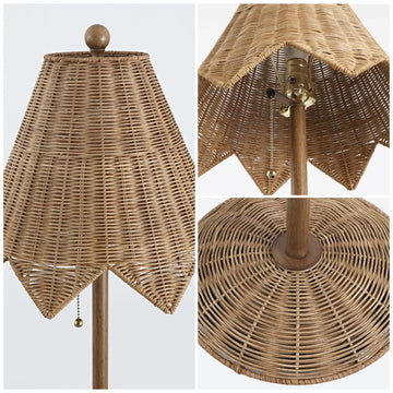 Tybee 60.5" Traditional Coastal Rattan Scalloped LED Floor Lamp